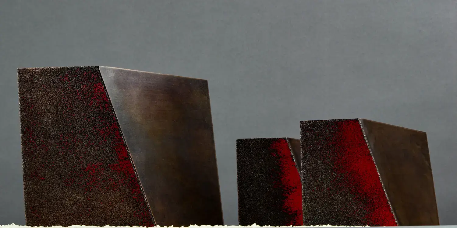 A freestanding copper sculpture by artist Gaylia Wagner